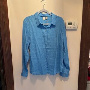 Joie Blue Linen Button-Down Shirt, Size XL